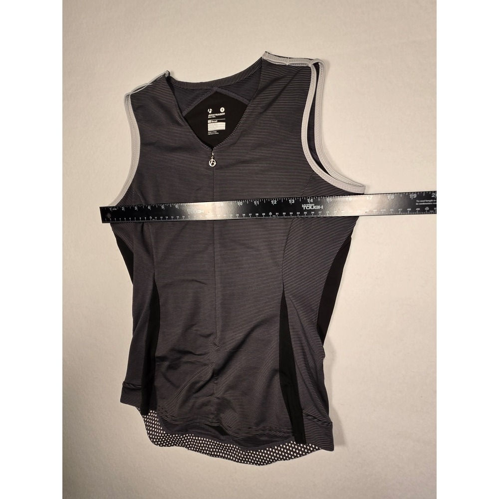 Bontrager Cycling Tank Women Small Gray Striped Sleeveless Zip Back Rear Pockets - Picture 6 of 7